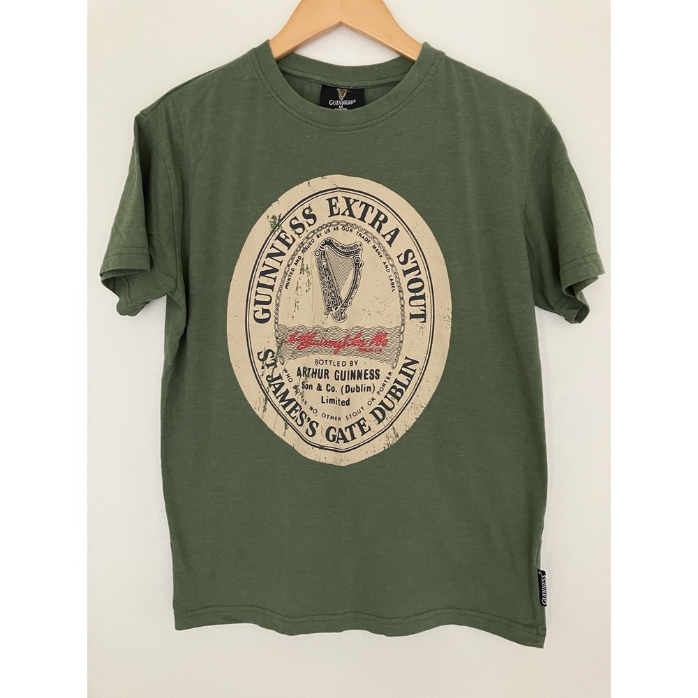 Guinness Green Distressed Extra Stout T Shirt Men's Size Medium Bar Grunge